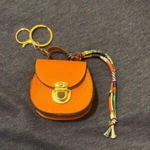 Orange Mini Bag with Gold Keychain
